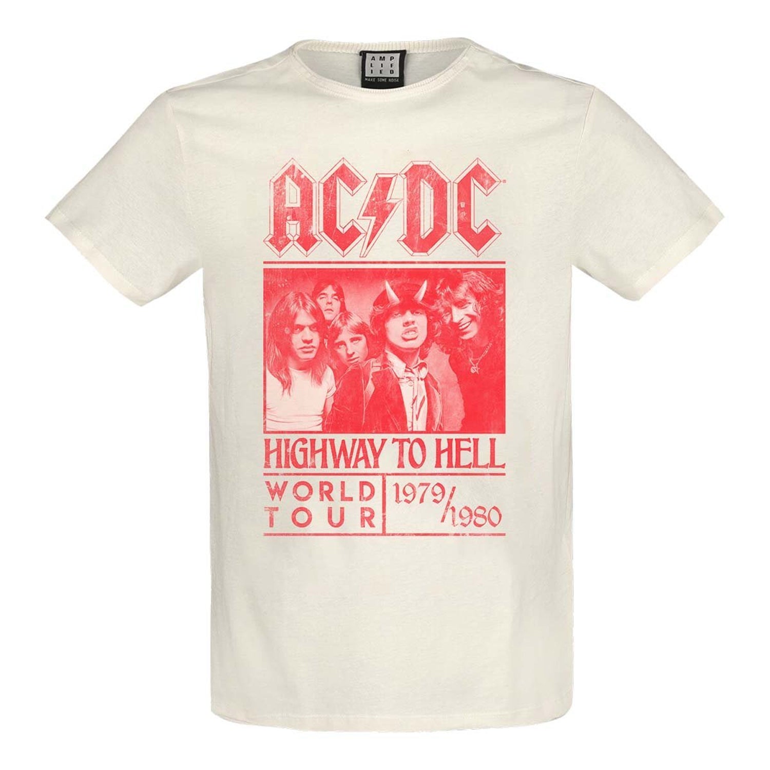 Vintage White - Front - Amplified Unisex Adult Highway To Hell Red Poster AC-DC T-Shirt