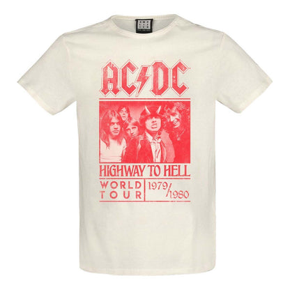 Vintage White - Front - Amplified Unisex Adult Highway To Hell Red Poster AC-DC T-Shirt