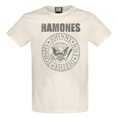 Vintage White - Front - Amplified Unisex Adult Vintage Shield Ramones T-Shirt