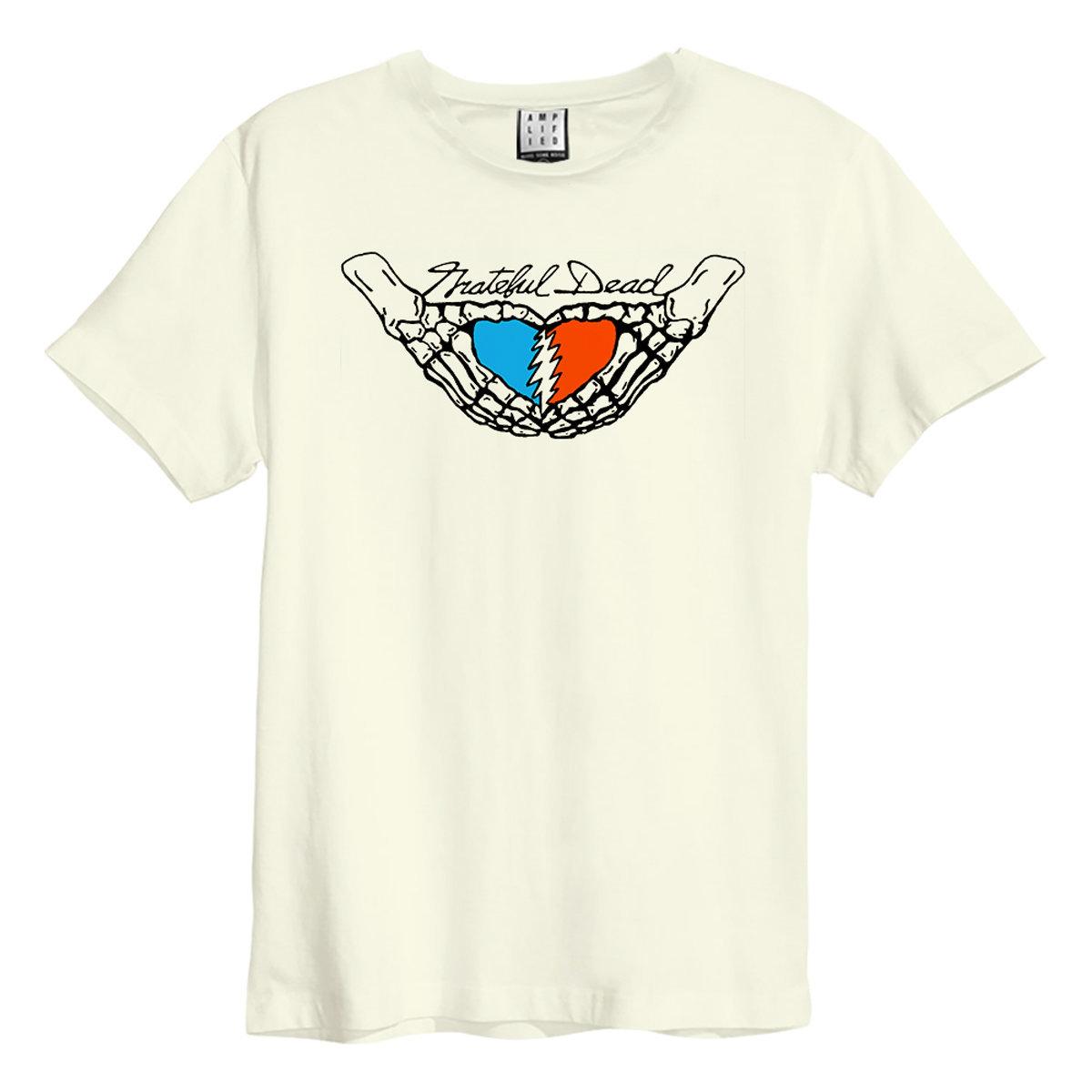 Vintage White - Front - Amplified Unisex Adult Heart Shape Grateful Dead T-Shirt