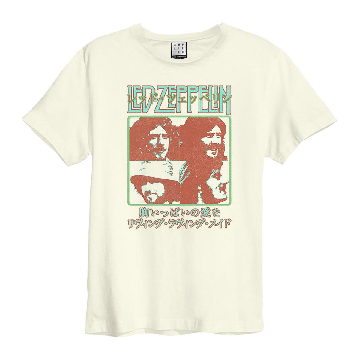 Vintage White - Front - Amplified Unisex Adult Japan Poster Led Zeppelin T-Shirt
