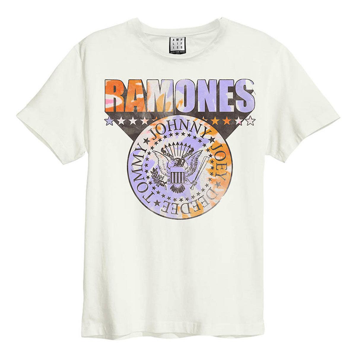 Vintage White - Front - Amplified Unisex Adult Tie Dye Shield Ramones T-Shirt