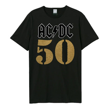 Black - Front - Amplified Unisex Adult 50 AC-DC T-Shirt