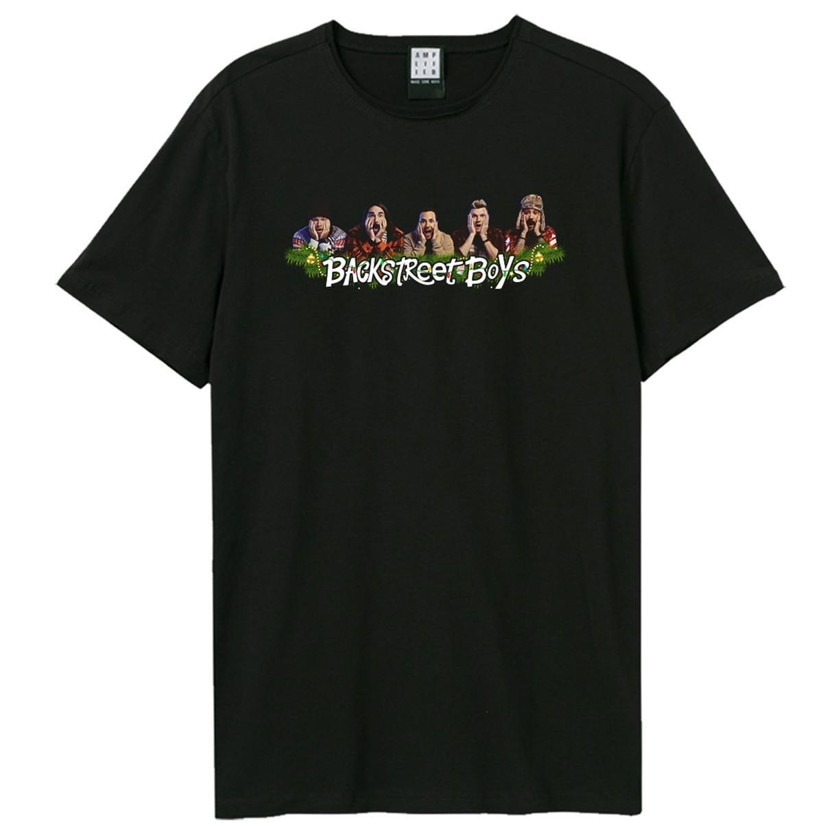 Black - Front - Amplified Unisex Adult Wreath Backstreet Boys T-Shirt