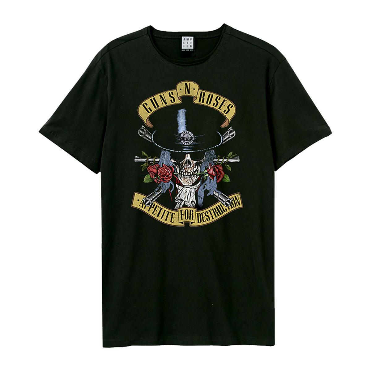 Black - Front - Amplified Unisex Adult Top Hat Skull Guns N Roses T-Shirt