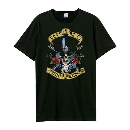 Black - Front - Amplified Unisex Adult Top Hat Skull Guns N Roses T-Shirt
