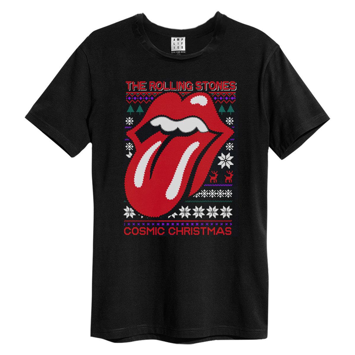 Black - Front - Amplified Unisex Adult Cosmic Christmas The Rolling Stones T-Shirt
