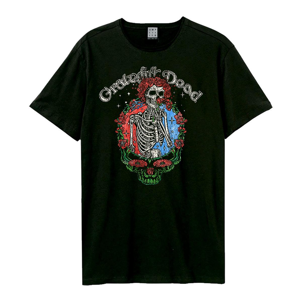 Black - Front - Amplified Unisex Adult Floral Stealie Grateful Dead T-Shirt