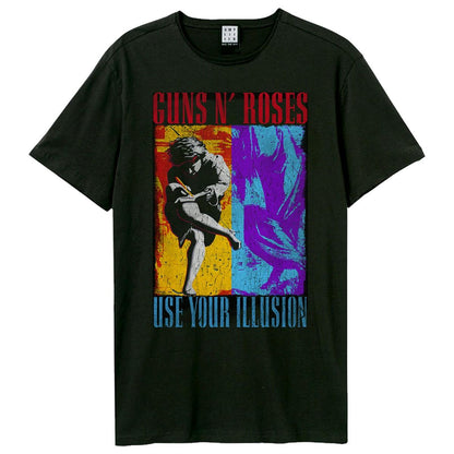 Black - Front - Amplified Unisex Adult Spliced Illusion Guns N Roses T-Shirt
