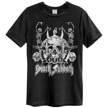 Black - Front - Amplified Unisex Adult Dancing Skulls Black Sabbath T-Shirt