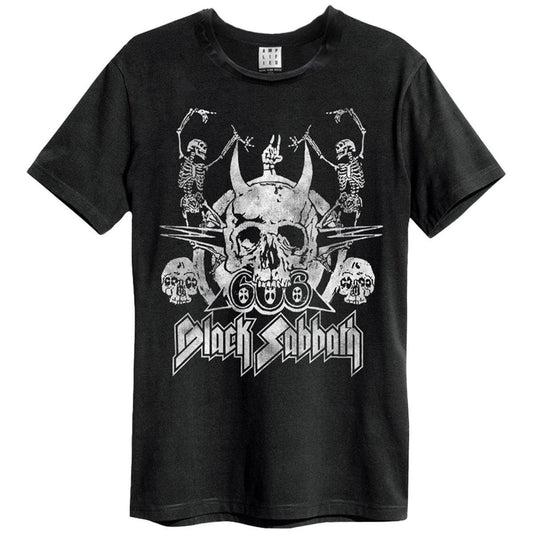 Black - Front - Amplified Unisex Adult Dancing Skulls Black Sabbath T-Shirt