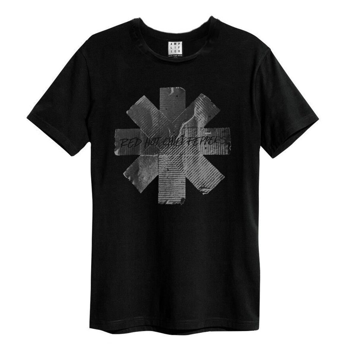 Black - Front - Amplified Unisex Adult Duct Tape Red Hot Chili Peppers T-Shirt