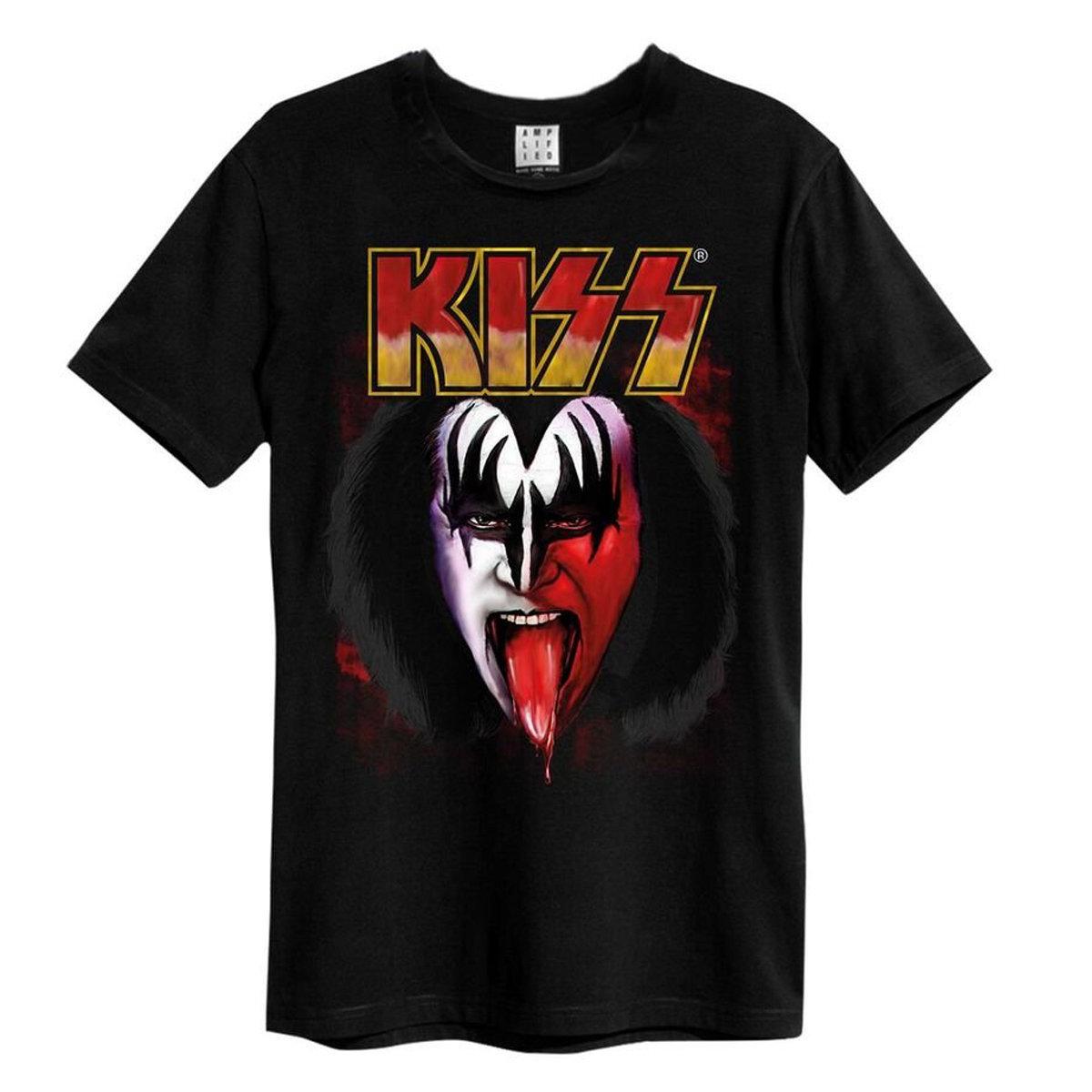 Black - Front - Amplified Unisex Adult Simmons Tongue Kiss T-Shirt
