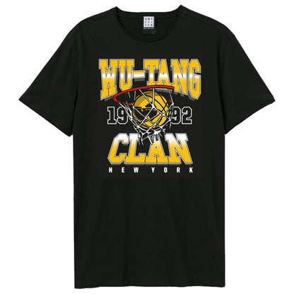 Black-Orange - Front - Amplified Unisex Adult Shooting Hoops Wu-Tang Clan T-Shirt