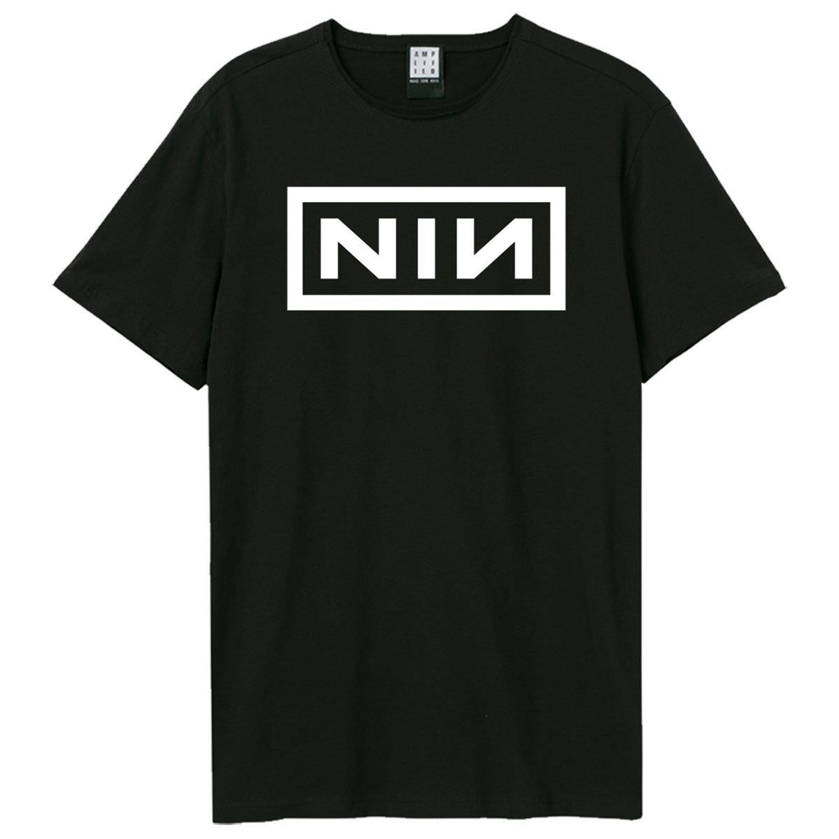 Black-White - Front - Amplified Unisex Adult NIN Logo T-Shirt
