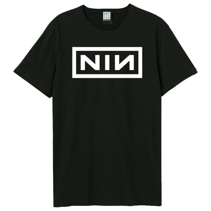 Black-White - Front - Amplified Unisex Adult NIN Logo T-Shirt