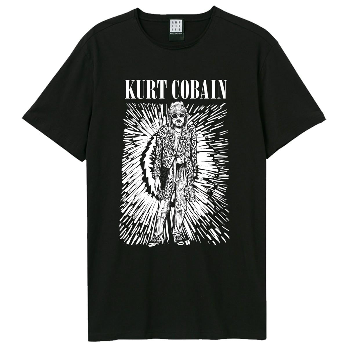 Black - Front - Amplified Unisex Adult Etched Out Kurt Kurt Cobain T-Shirt