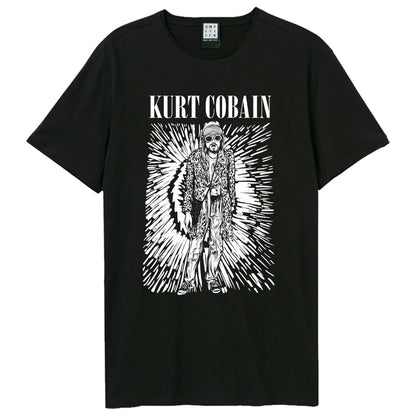 Black - Front - Amplified Unisex Adult Etched Out Kurt Kurt Cobain T-Shirt