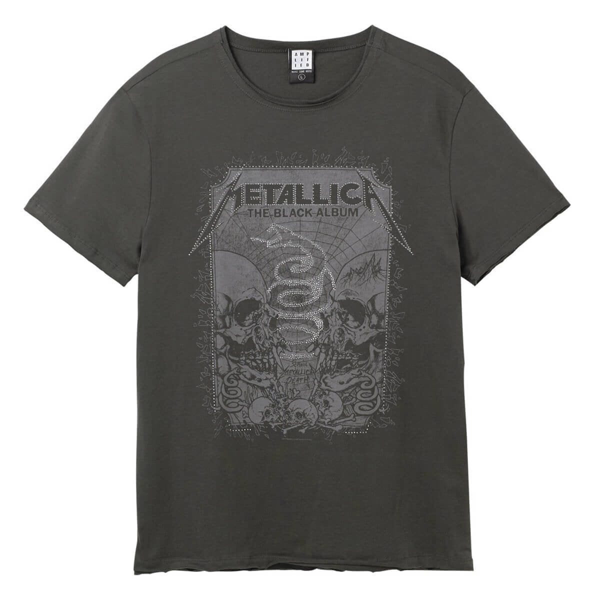 Charcoal - Front - Amplified Mens The Black Album Metallica T-Shirt