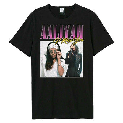 Black - Front - Amplified Unisex Adult I Miss You Aaliyah T-Shirt
