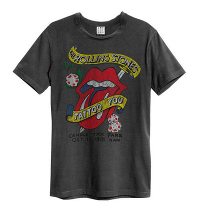 Charcoal - Front - Amplified Unisex Adult Tattoo You The Rolling Stones T-Shirt