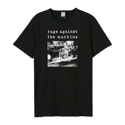 Black - Front - Amplified Unisex Adult Monk Fire Rage Against the Machine T-Shirt