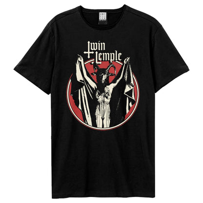 Black - Front - Amplified Unisex Adult Baphomette Twin Temple T-Shirt