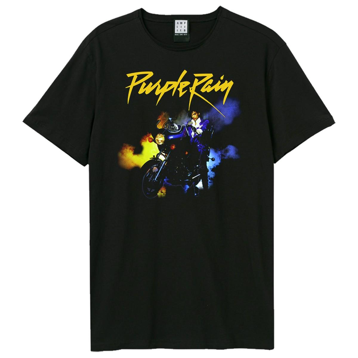 Black - Front - Amplified Unisex Adult Purple Rain Motorcycle Prince T-Shirt