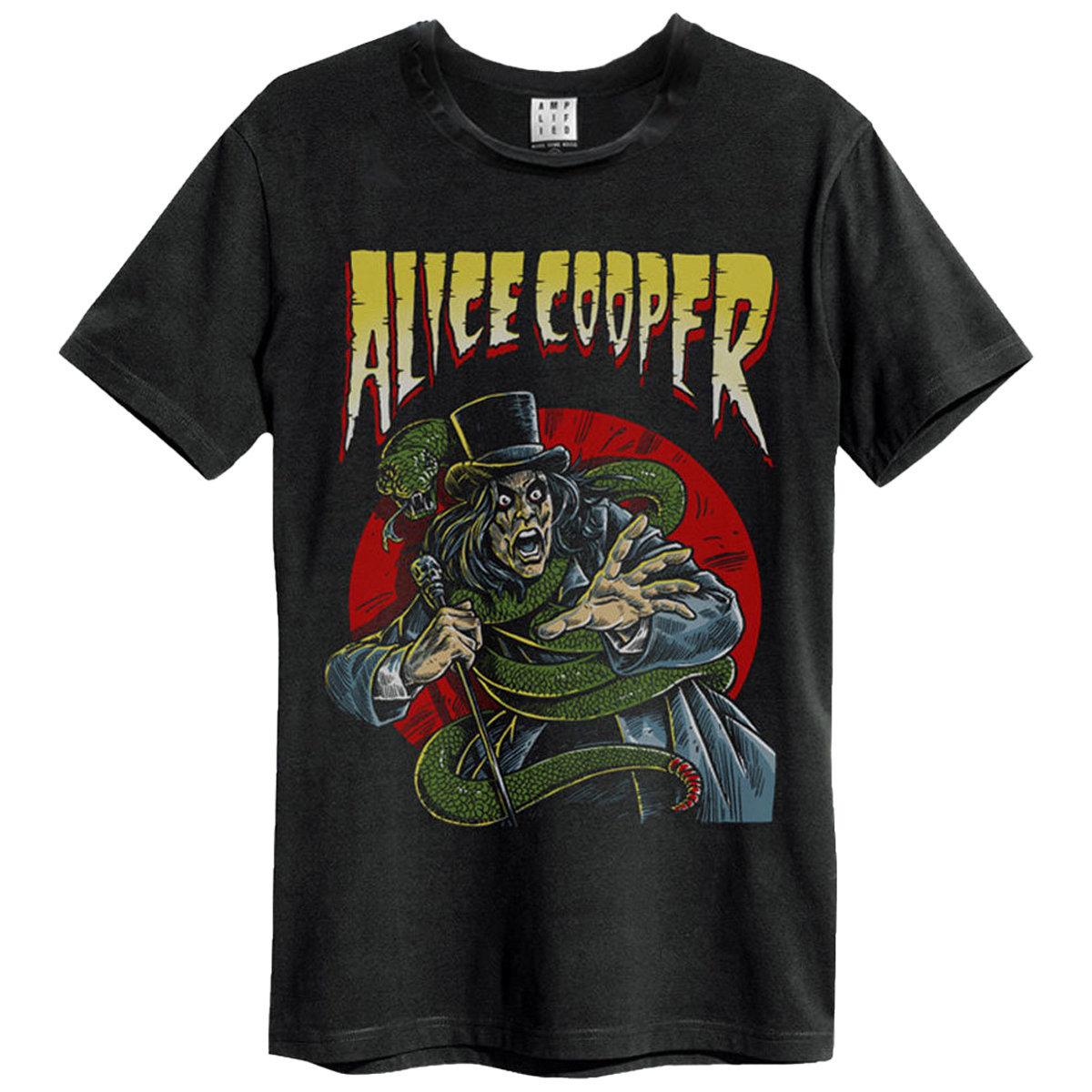 Black - Front - Amplified Unisex Adult With Snake Alice Cooper T-Shirt