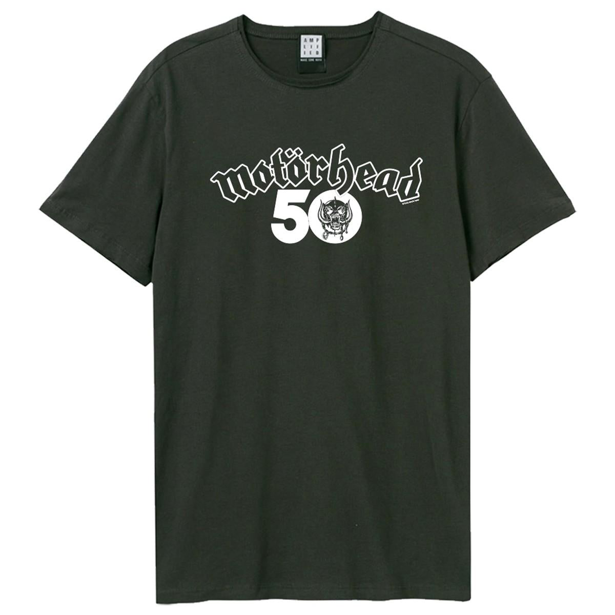 Charcoal - Front - Amplified Unisex Adult 50th Motorhead Logo T-Shirt