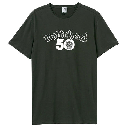 Charcoal - Front - Amplified Unisex Adult 50th Motorhead Logo T-Shirt