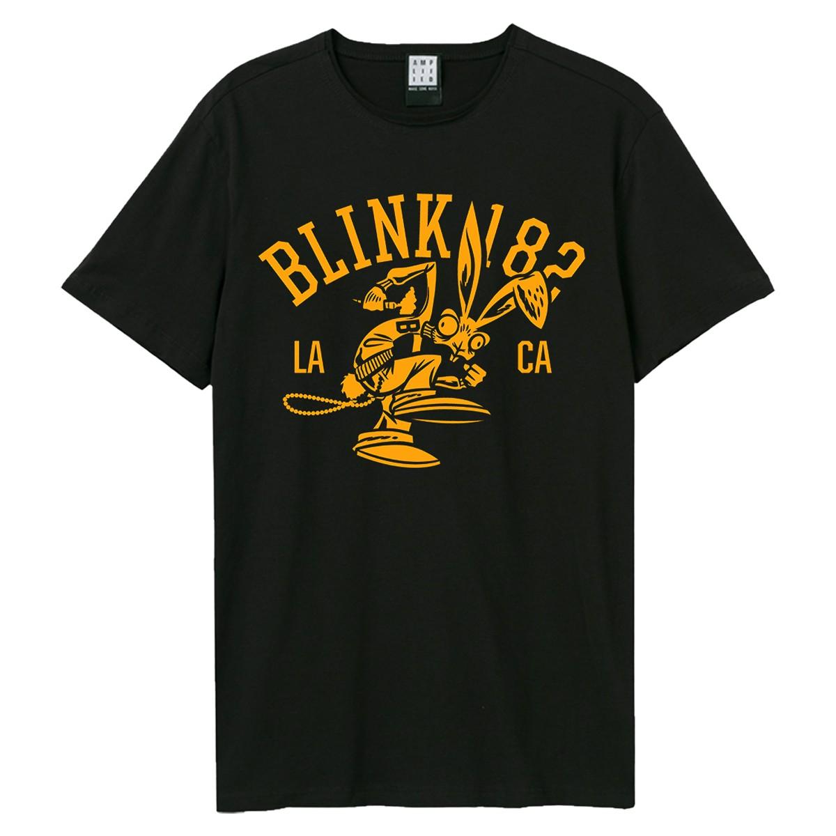 Black - Front - Amplified Unisex Adult Collegiate Bunny Blink 182 T-Shirt