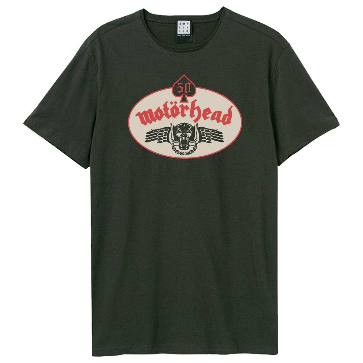 Charcoal - Front - Amplified Unisex Adult 50th Emblem Patch Motorhead T-Shirt