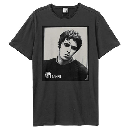 Charcoal-Charcoal - Front - Amplified Unisex Adult Polaroid Portrait Liam Gallagher T-Shirt