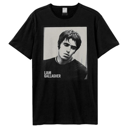 Black - Front - Amplified Unisex Adult Polaroid Portrait Liam Gallagher T-Shirt
