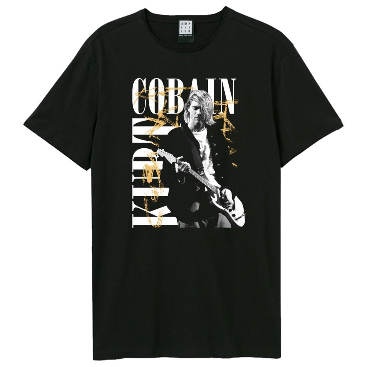 Black - Front - Amplified Unisex Adult In Concert Bootleg Kurt Cobain T-Shirt