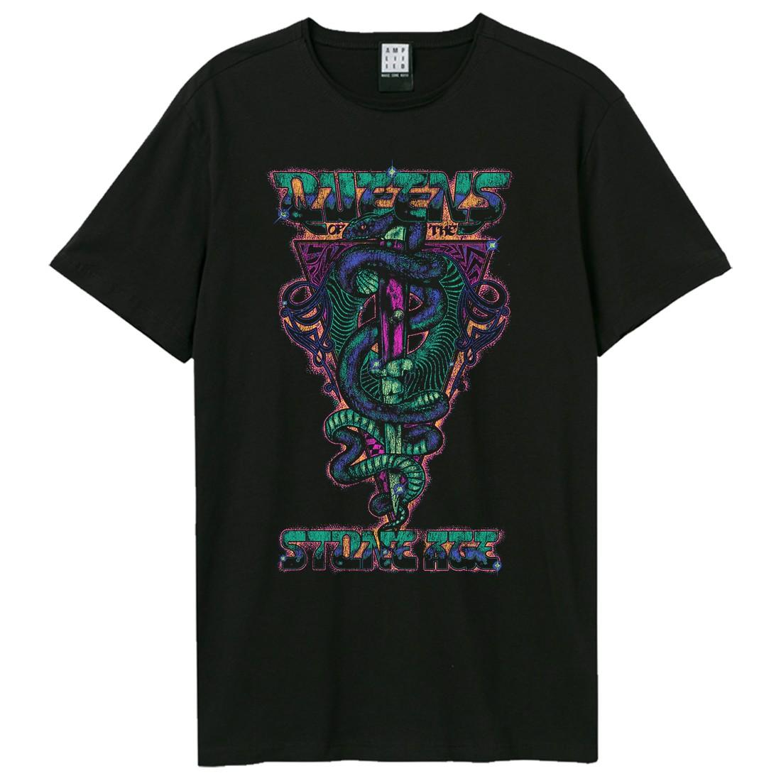 Black - Front - Amplified Unisex Adult Serpent Triangle Queens Of The Stone Age T-Shirt