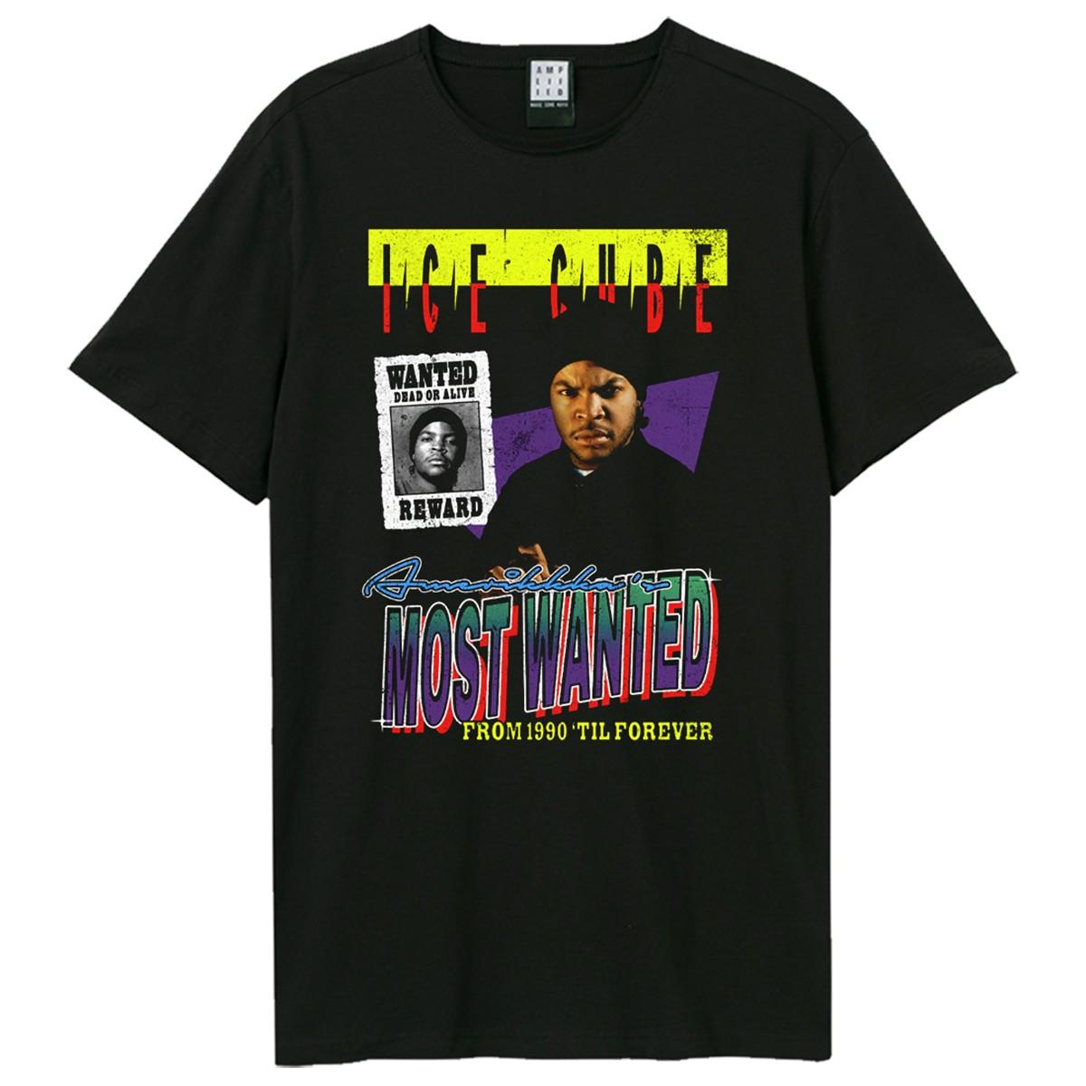 Black - Front - Amplified Unisex Adult Amerikkka´s Most Wanted Bootleg Ice Cube T-Shirt