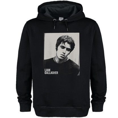 Black - Front - Amplified Unisex Adult Polaroid Portrait Liam Gallagher Hoodie