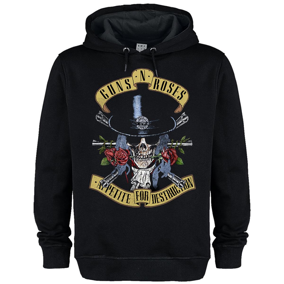Black - Front - Amplified Unisex Adult Tophat Skull Guns N Roses Hoodie