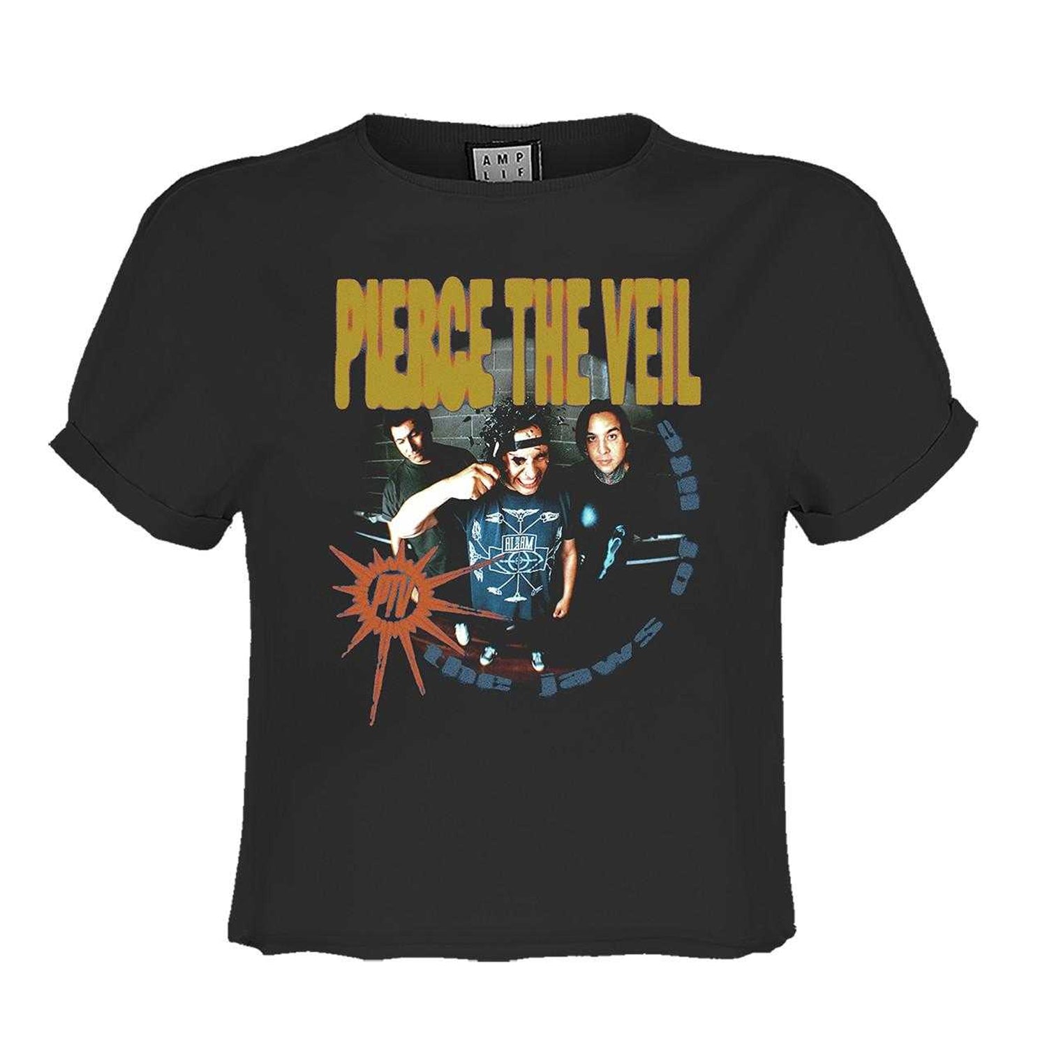 Charcoal - Front - Amplified Womens-Ladies The Jaws Of Life Pierce The Veil Crop Top