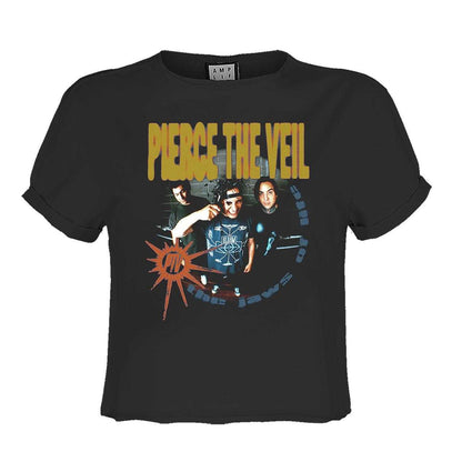 Charcoal - Front - Amplified Womens-Ladies The Jaws Of Life Pierce The Veil Crop Top
