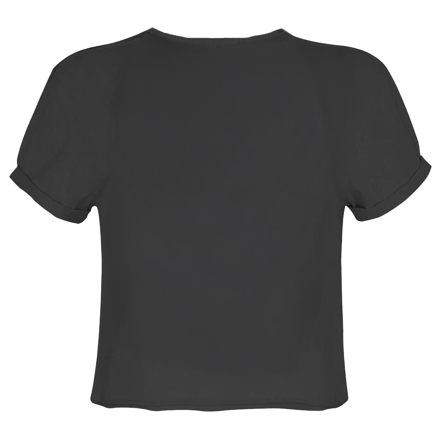 Charcoal - Back - Amplified Womens-Ladies Skull And Flames Spinal Tap Crop Top
