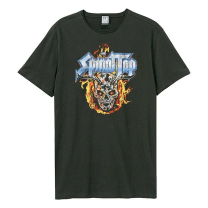 Charcoal - Front - Amplified Unisex Adult Skull And Flames Spinal Tap T-Shirt