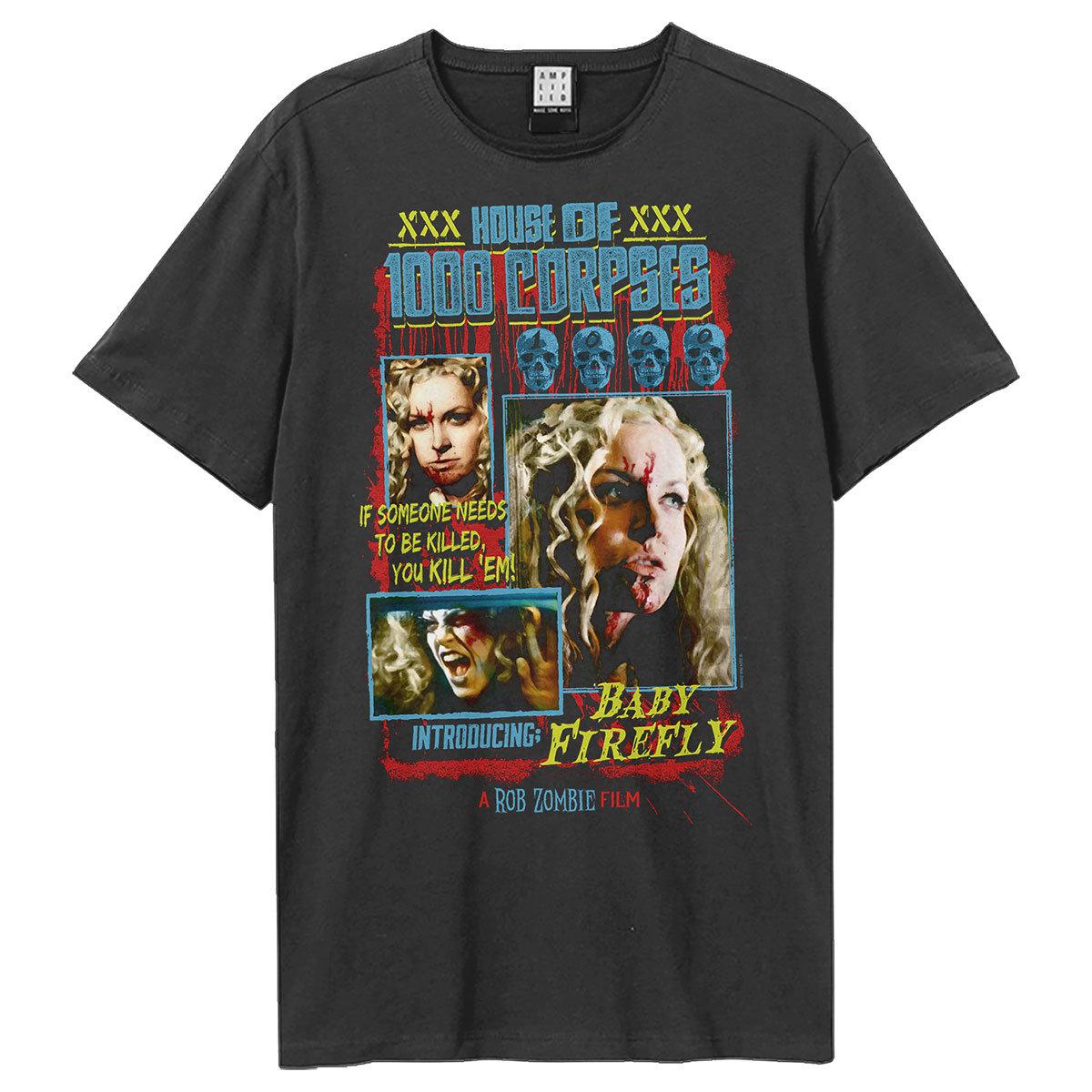 Charcoal - Front - Amplified Unisex Adult Baby Firefly House of 1000 Corpses T-Shirt