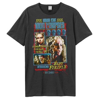 Charcoal - Front - Amplified Unisex Adult Baby Firefly House of 1000 Corpses T-Shirt