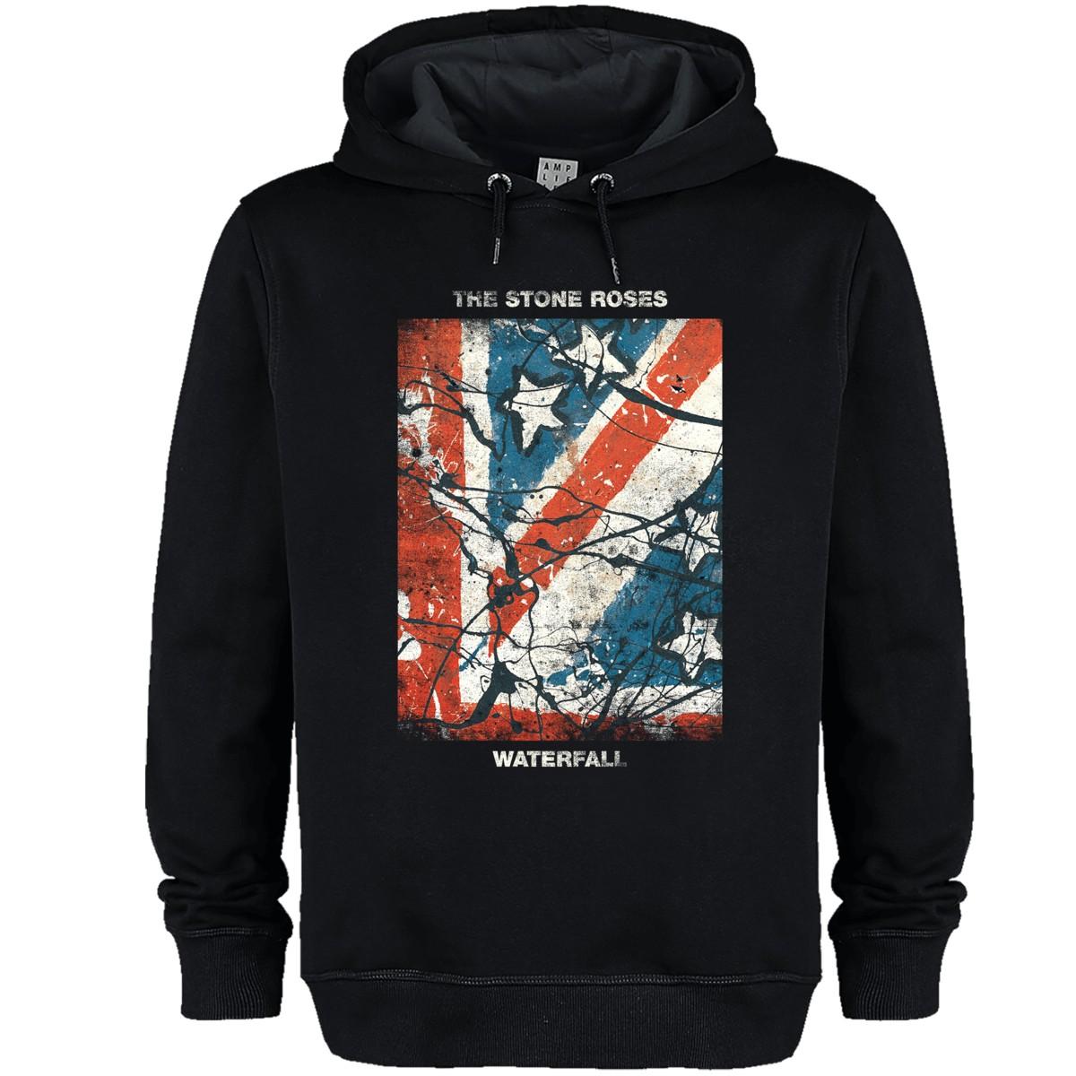 Black - Front - Amplified Unisex Adult Waterfall The Stone Roses Hoodie