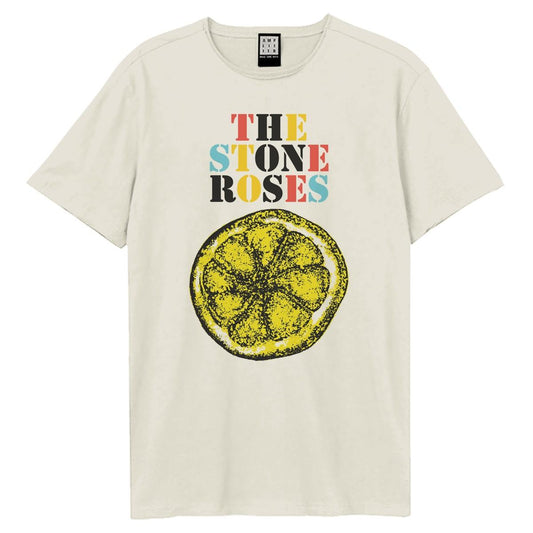 Vintage White - Front - Amplified Unisex Adult Stencil And Lemon The Stone Roses T-Shirt