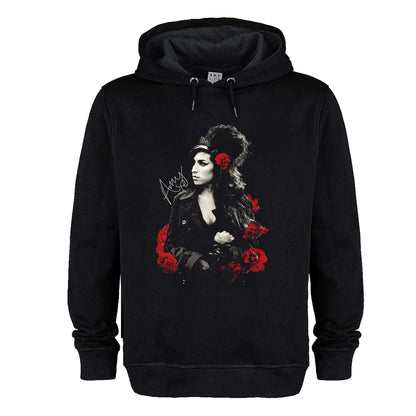 Black - Front - Amplified Unisex Adult Poses With Roses Amy Winehouse Hoodie