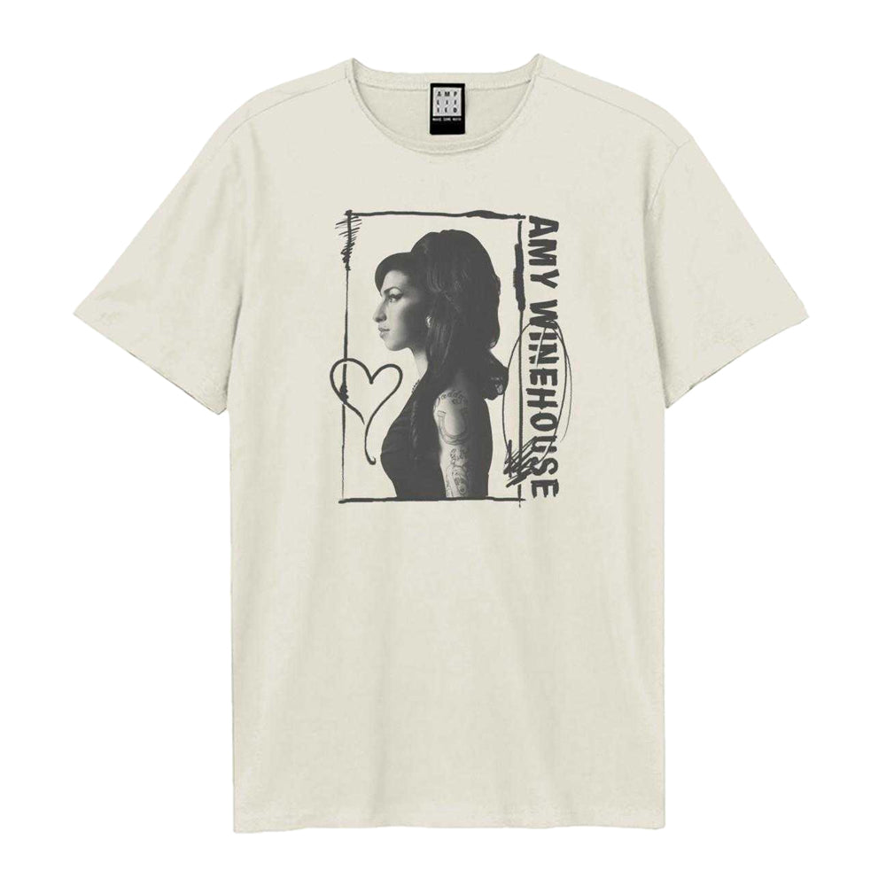 Vintage White - Front - Amplified Unisex Adult Side Profile Amy Winehouse T-Shirt